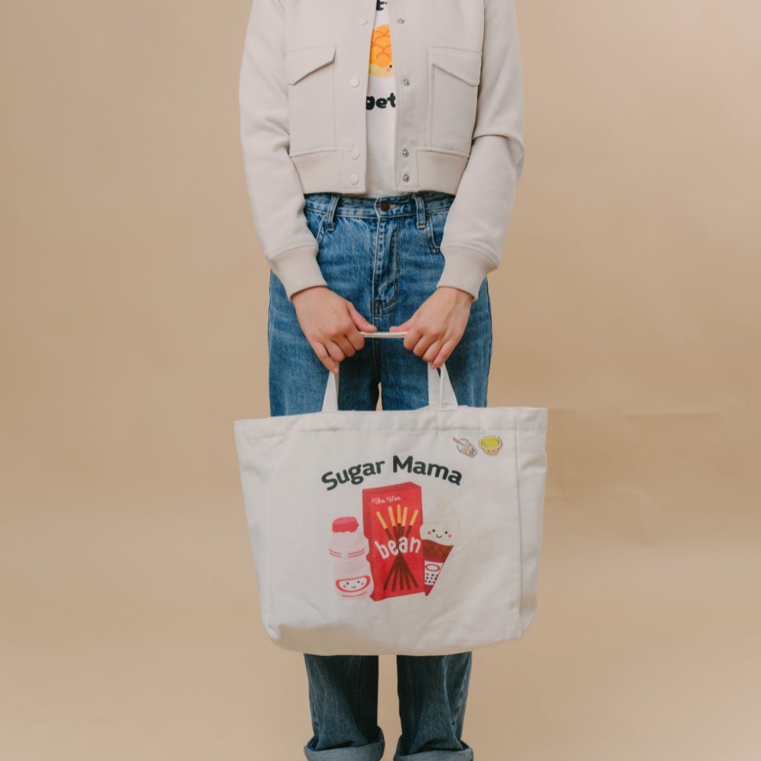 the wee bean eco-friendly reusable canvas tote bags in Sugar Mama