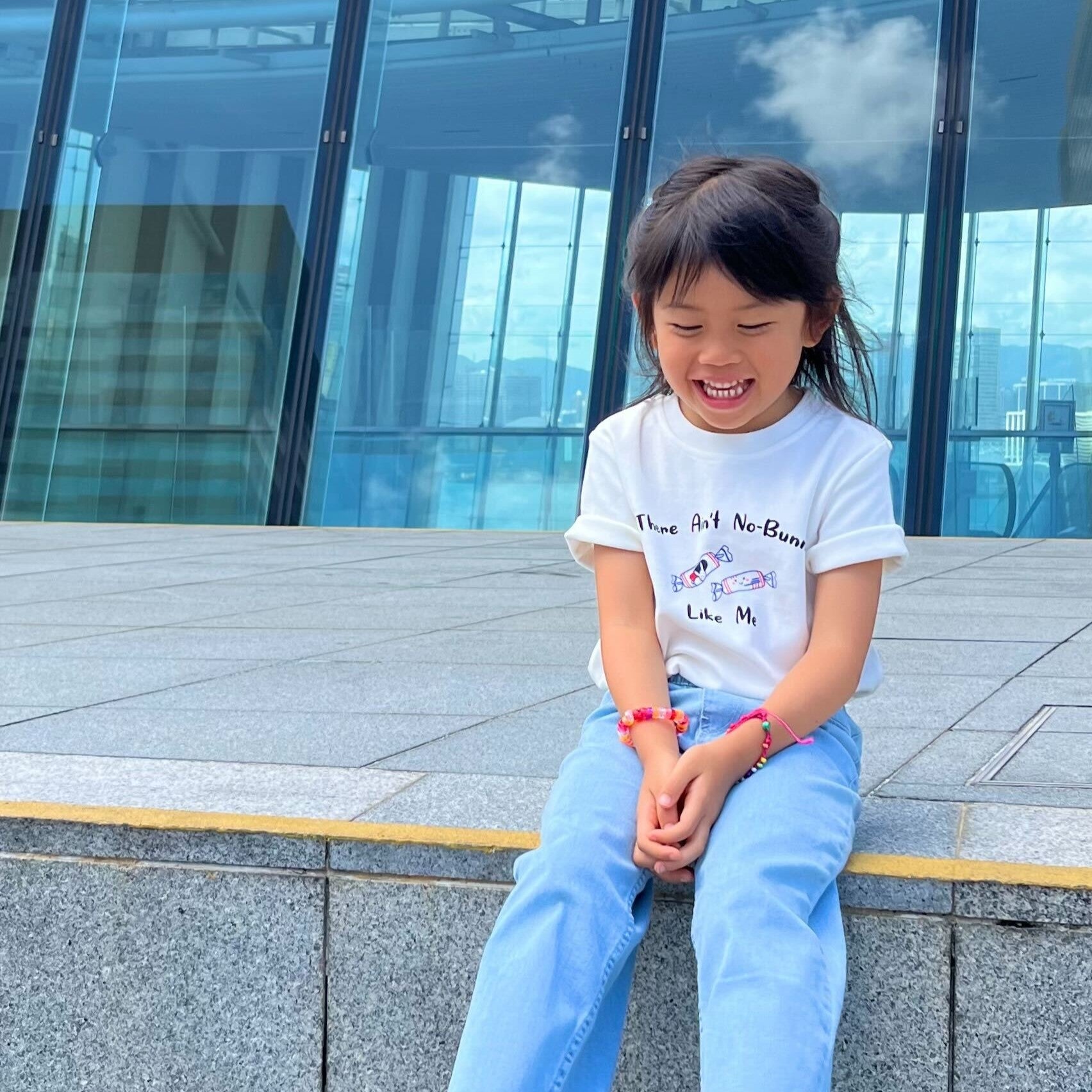 Organic Cotton Toddler Kids T-Shirt - White Bunny Candy Boy - The Wee Bean