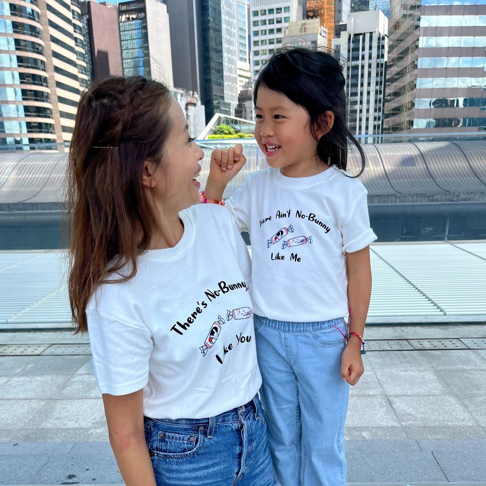 Organic Cotton Toddler Kids T-Shirt - White Bunny Candy Boy - The Wee Bean