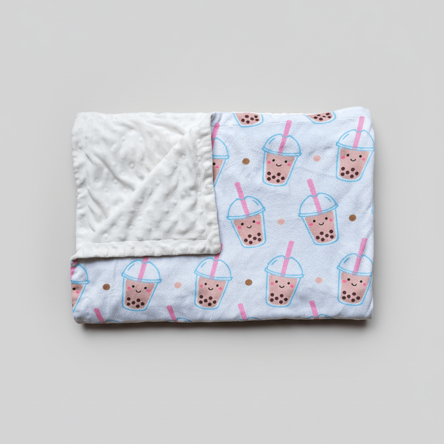 Boba minky fleece blanket product shot the wee bean folded up