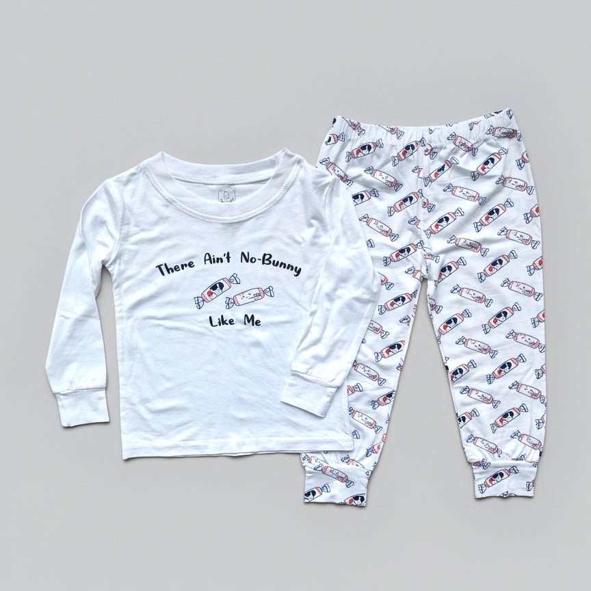 the wee bean organic bamboo cotton blend toddler kids sleepwear pajama set in bunny candy