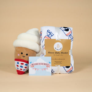 the wee bean Ice Cream bunny candy snuggles gift set with ice cream plushie, rabbit candy minky fleece blanket in gift set