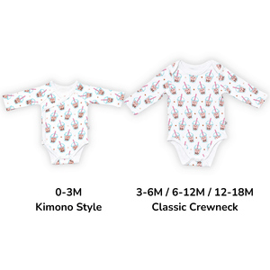 The Wee Bean - Organic Cotton Baby Onesie - Boba - Size Style Chart