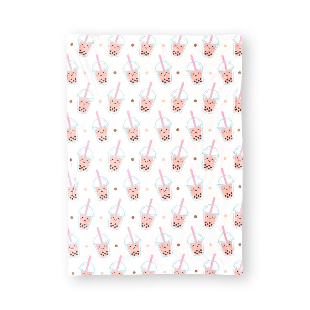 the wee bean boba bubble tea minky fleece sensory blanket for baby flat lay