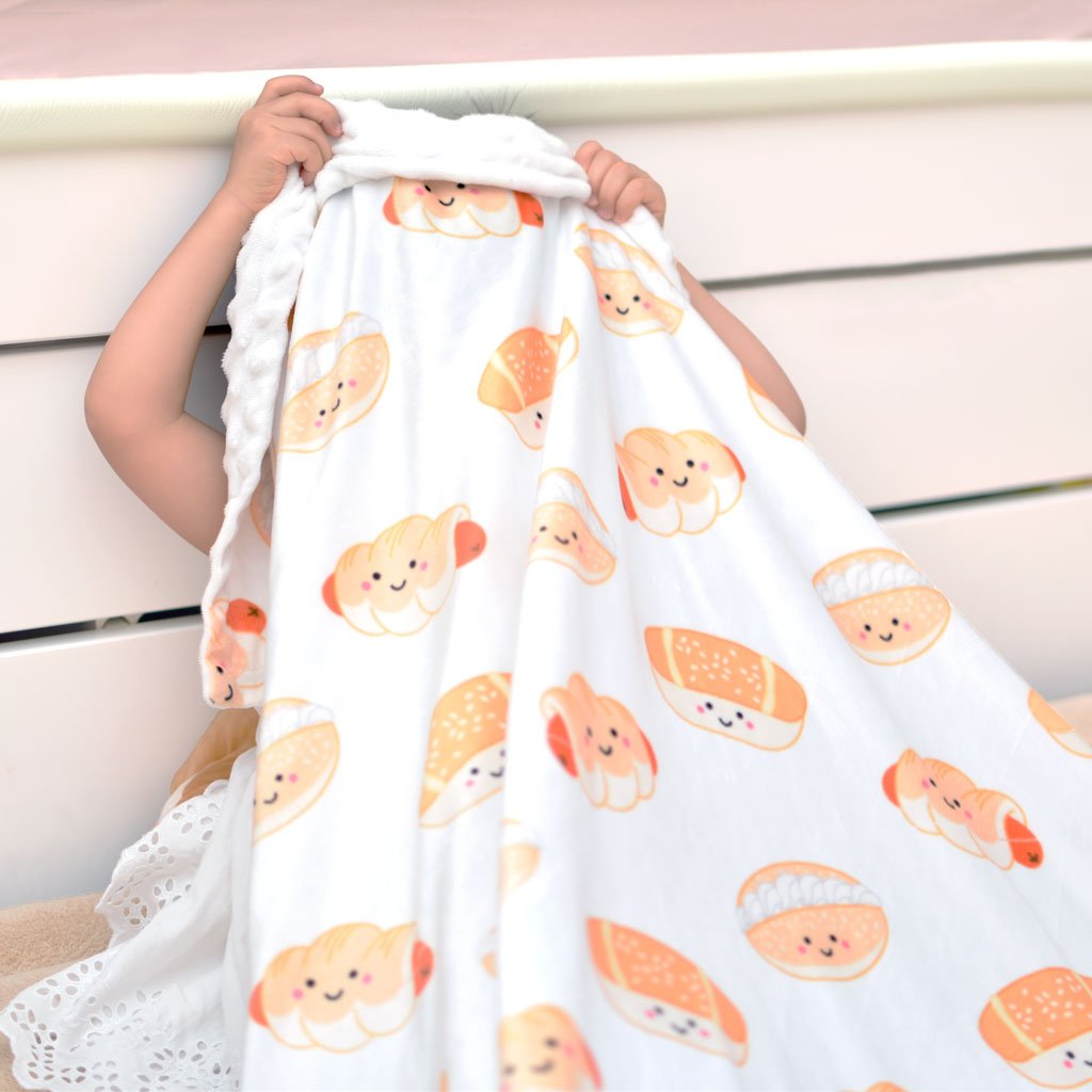 Minky Fleece Sensory Baby Blanket - bakery buns