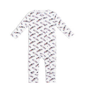 the wee bean bunny rabbit candy bamboo zip romper sleepwear with foldable footie