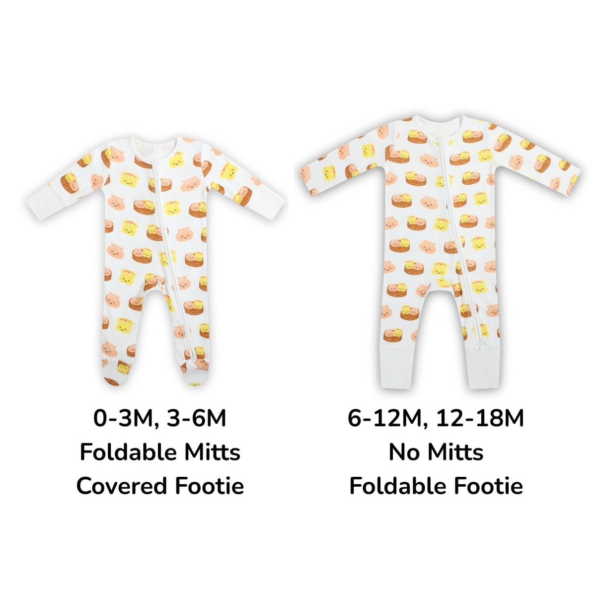 the wee bean dim sum bamboo convertible romper with foldable features sizing 