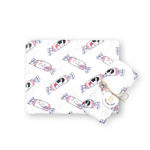 Organic Bamboo Blend Swaddle - Lucky Cat Maneki Neko Boy - The Wee Bean