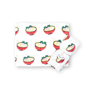 Organic Bamboo Blend Swaddle - Lucky Cat Maneki Neko Boy - The Wee Bean