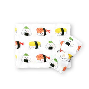 the wee bean organic cotton bamboo swaddle in sushi