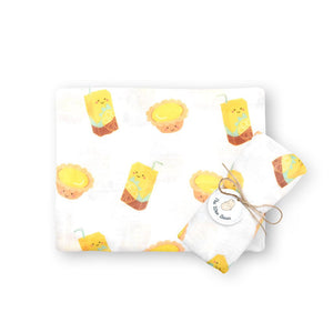 Organic Bamboo Blend Swaddle - Lucky Cat Maneki Neko Boy - The Wee Bean