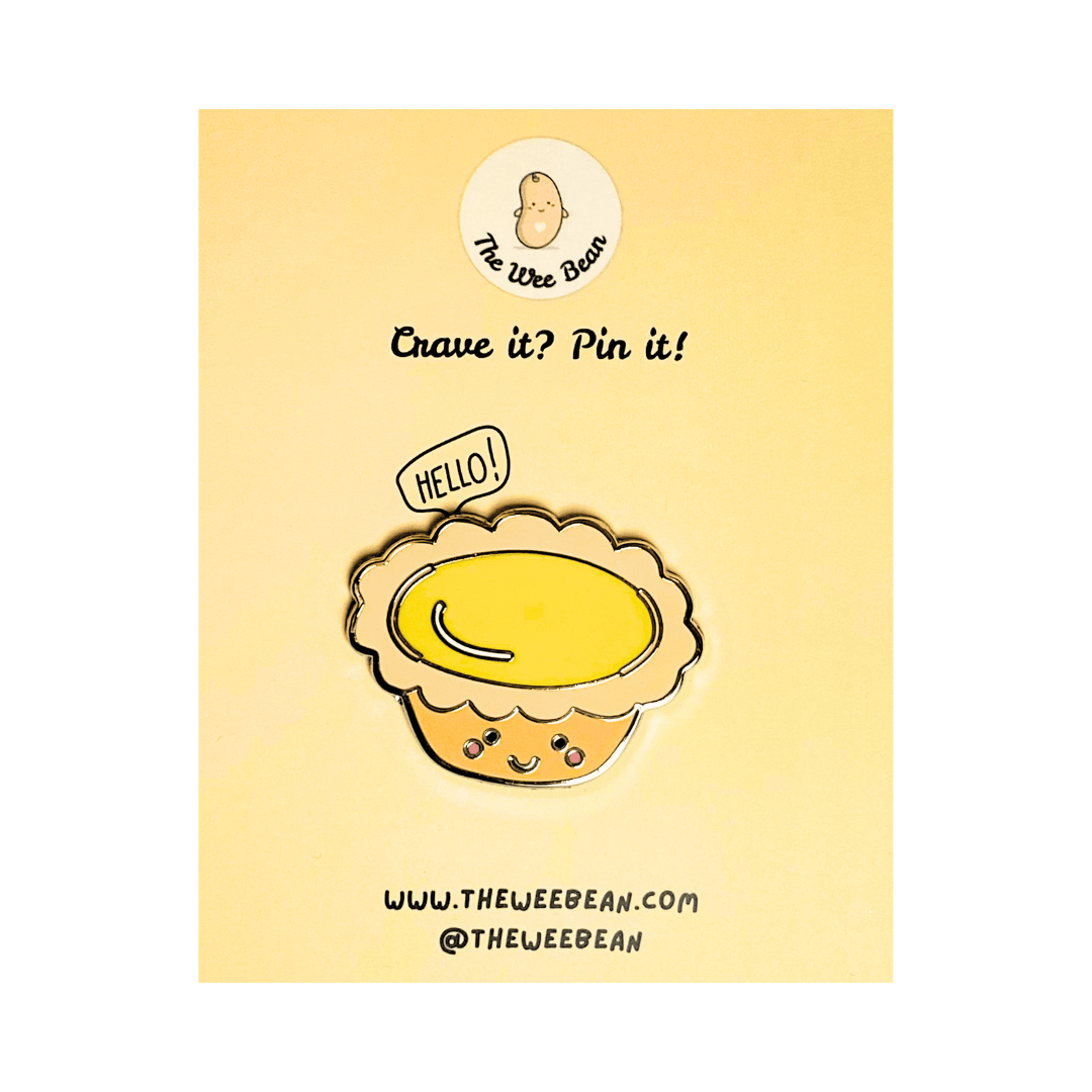 the wee bean cute egg tart enamel pin