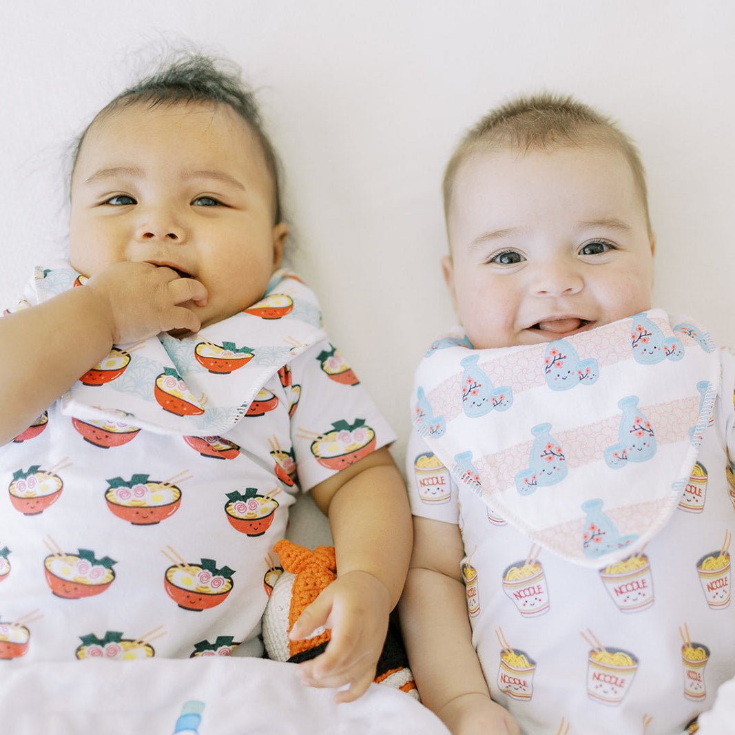 cute babies in the wee bean ramen and sake organic cotton bib