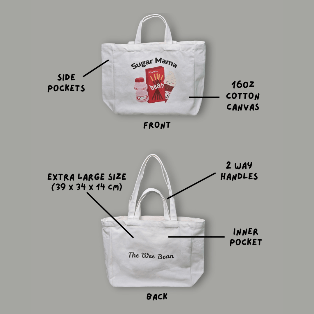 The Wee Bean - The Ultimate Carry-All Canvas Tote Bag - Product Front and Back