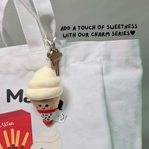 The Wee Bean - The Ultimate Carry-All Canvas Tote Bag - Ice Cream Bag Charm on the Tote Bag
