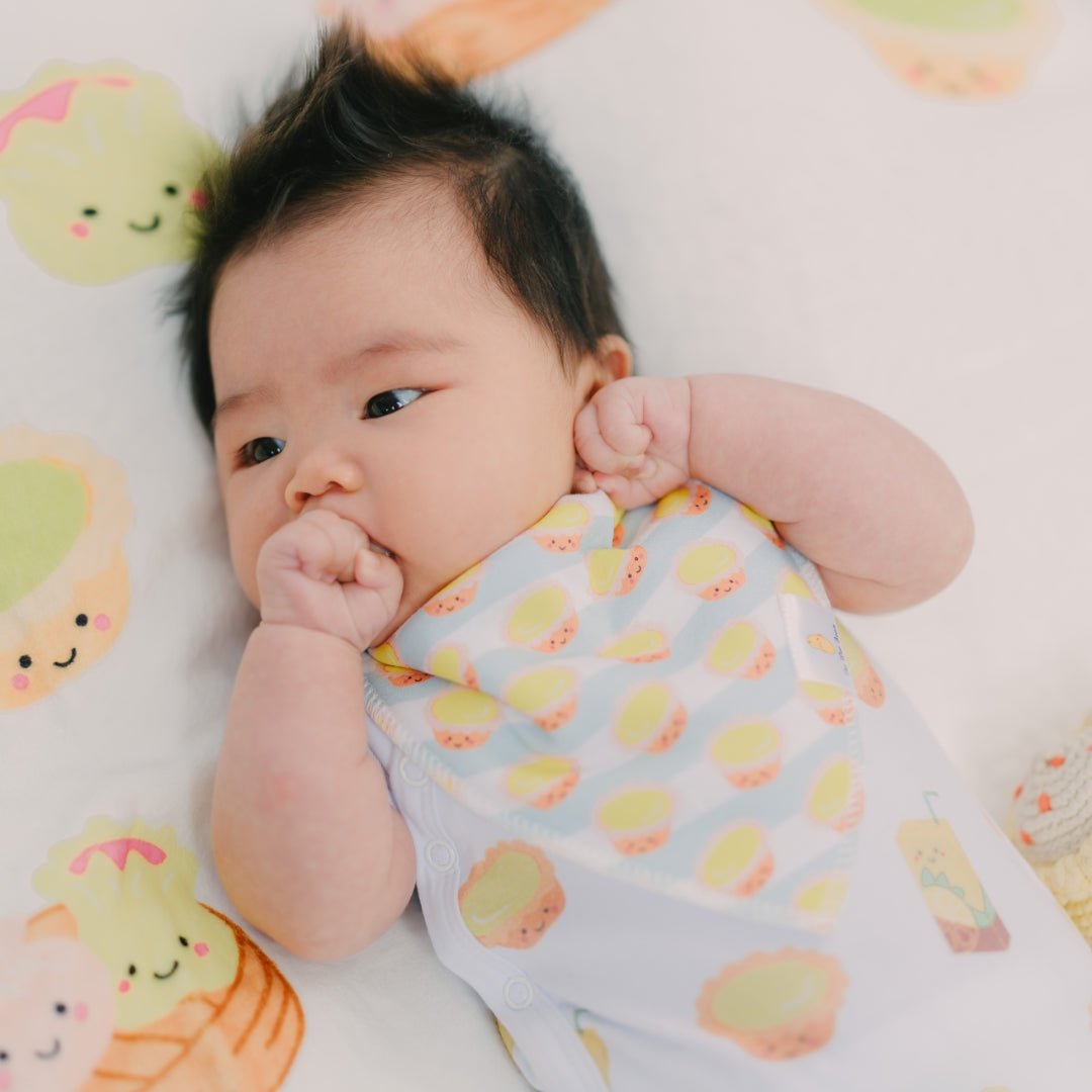 the wee bean organic cotton bib sets in hong kong milk tea and egg tart