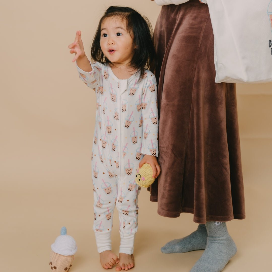 Bamboo Fleece Hooded Romper w/Zipper (Fall Floral Print)