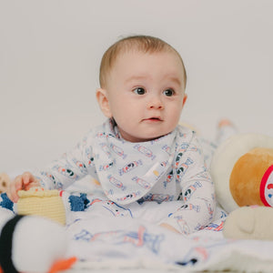 cute baby tummy time in bunny rabbit candy bib and onesie