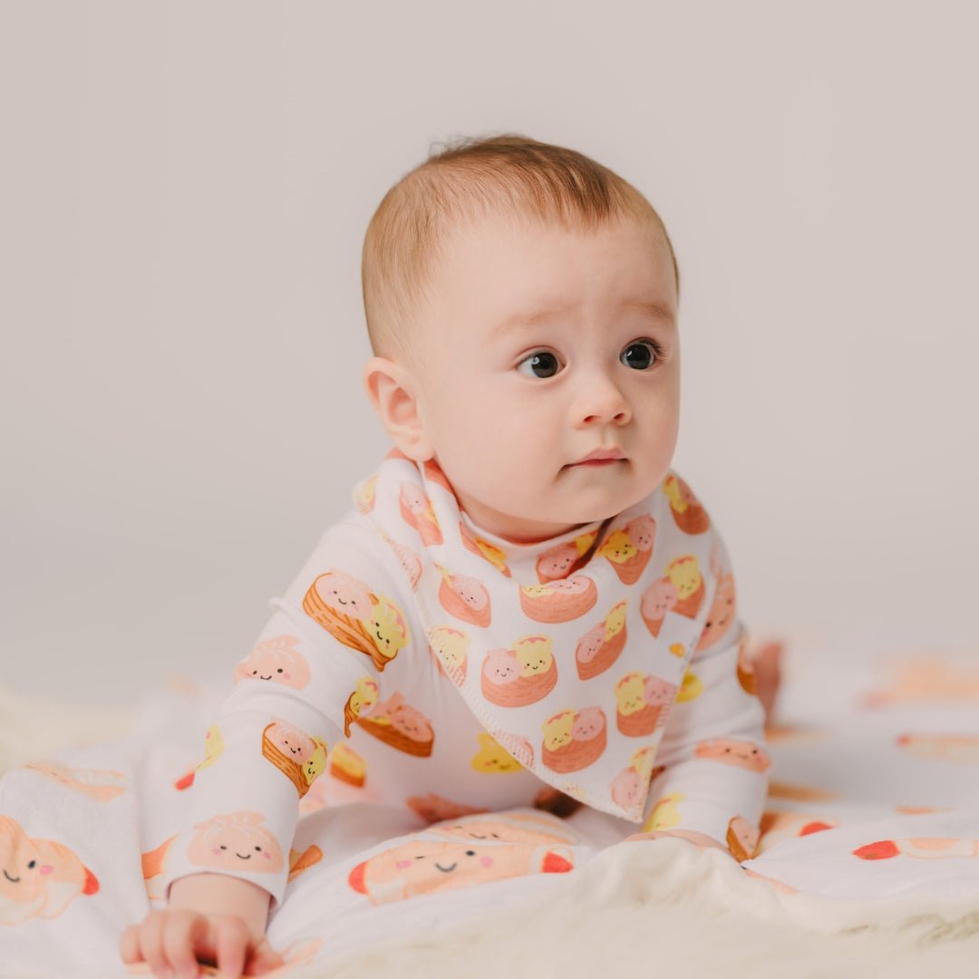 Organic Cotton Bandana Bibs 2pcs Set - Takoyaki + Taiyaki Bibs - The Wee Bean