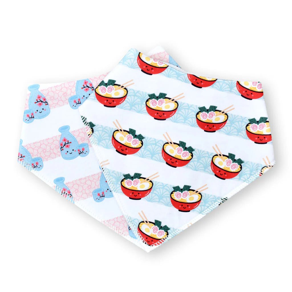 Organic Cotton Bandana Bibs 2pcs Set - Dim Sum Duo Bibs - The Wee Bean
