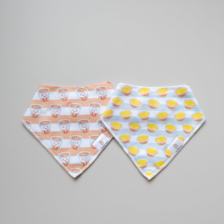 the wee bean bib set milk tea egg tart