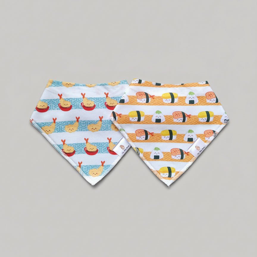 the wee bean bib set in sushi and tempura