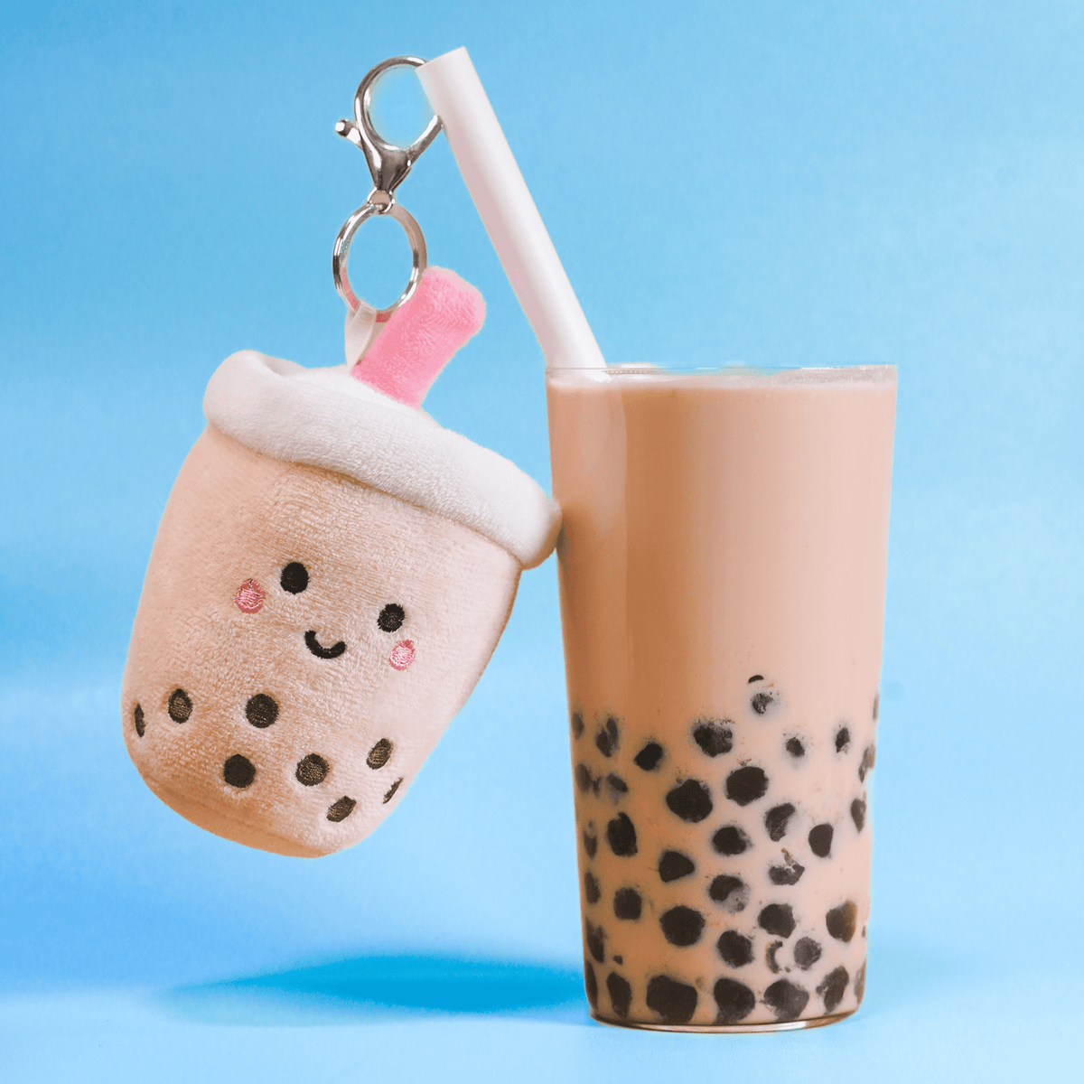 the wee bean boba bag charm with boba milk tea