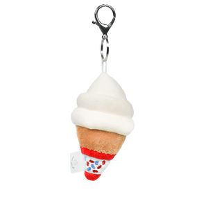 Ice cream cone keychain with a clip on a white background