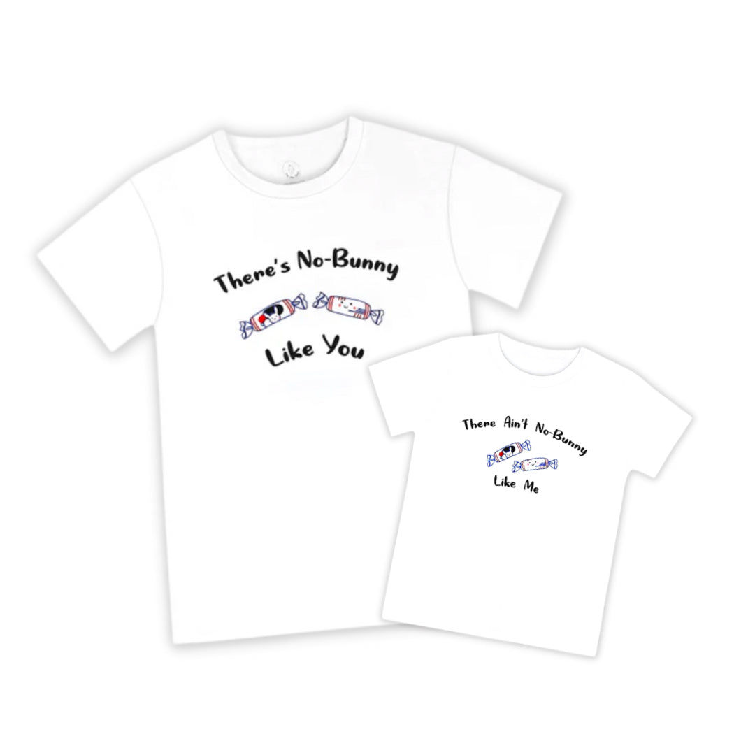 Mommy & Me Set Organic Cotton T-Shirts - White Bunny Candy