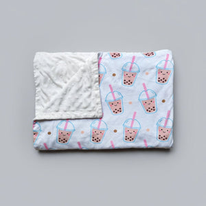 Boba minky fleece blanket product shot the wee bean folded up