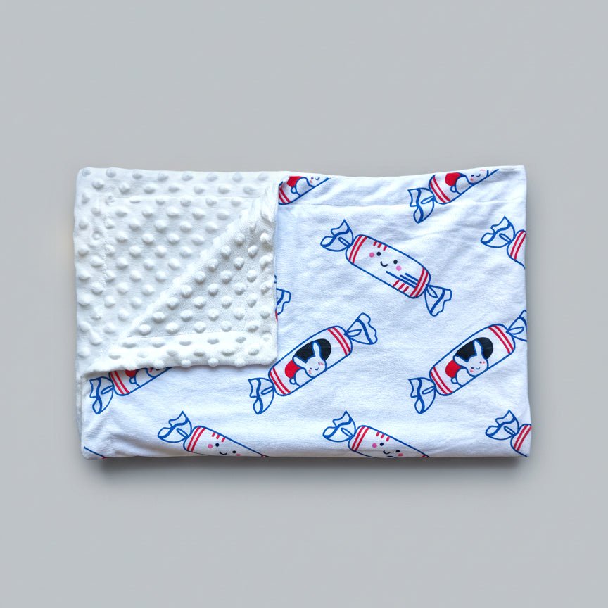 folded bunny rabbit candy minky sensory blanket