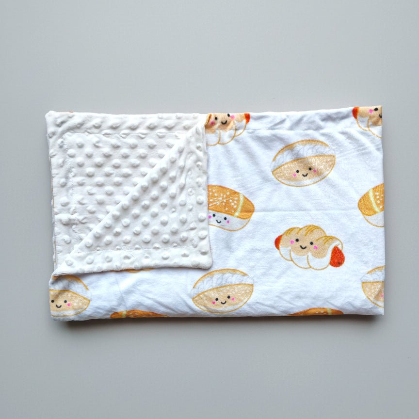 Minky Fleece Sensory Baby Blanket - bakery buns