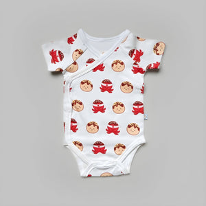 the wee bean organic cotton baby onesie bodysuit in takoyaki octopus balls  newborn side snap buttons style
