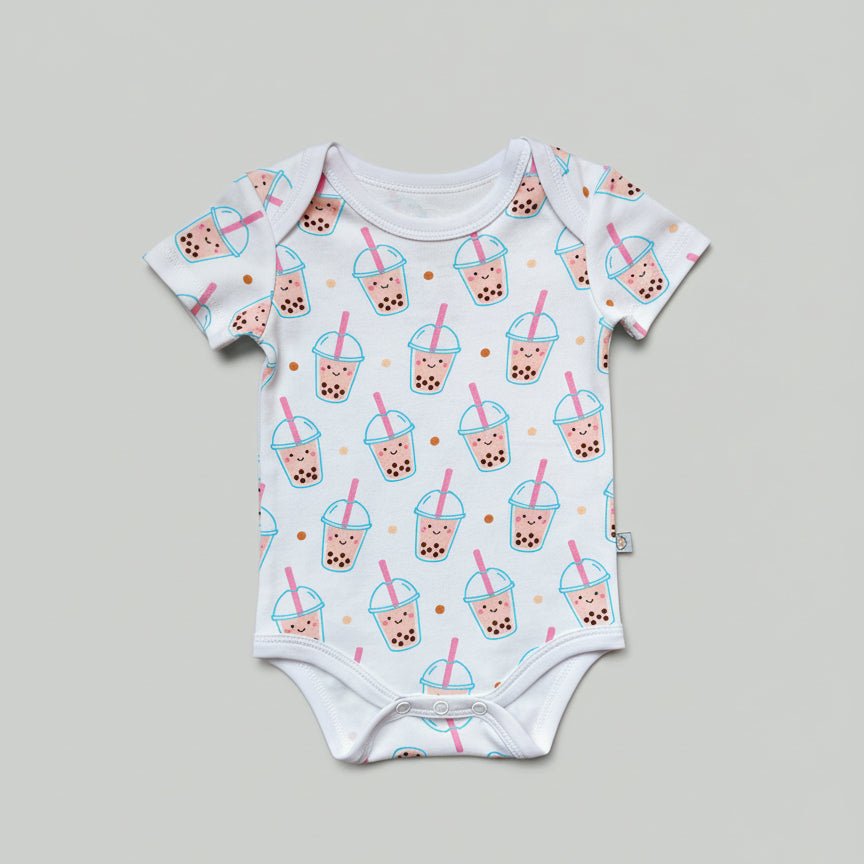 the wee bean organic cotton baby onesie clothing romper bodysuit boba bubble tea