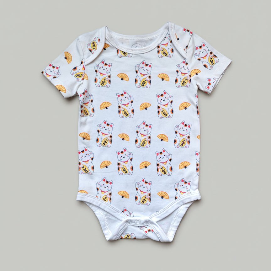the wee bean organic cotton baby onesie bodysuit in takoyaki octopus balls 