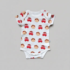the wee bean organic cotton baby onesie bodysuit in takoyaki octopus balls 