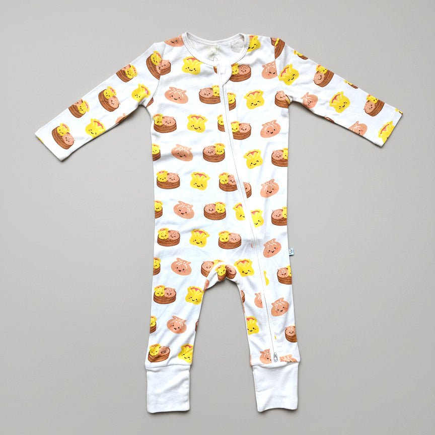 Bamboo Convertible Zip Romper - Dim Sum Bamboo Sleepwear - The Wee Bean