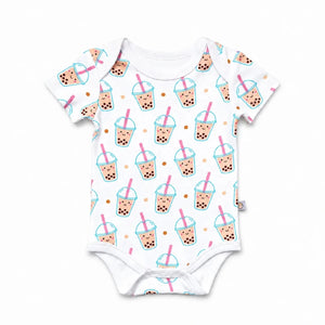 The Wee Bean Organic Cotton Short Sleeve Baby Onesie in Boba 