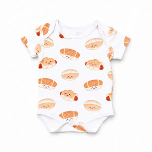 The Wee Bean Organic Cotton Short Sleeve Baby Onesie in Bakery Buns 