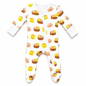 Bamboo Convertible Zip Romper - Dim Sum Bamboo Sleepwear - The Wee Bean