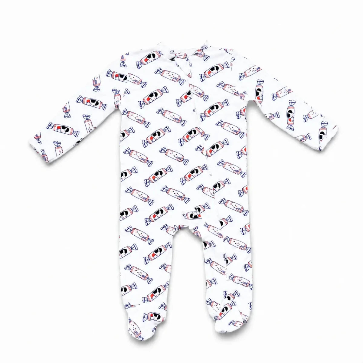 the wee bean organic cotton bamboo blend bunny candy rabbit sleepwear pajamas zipper romper with footies