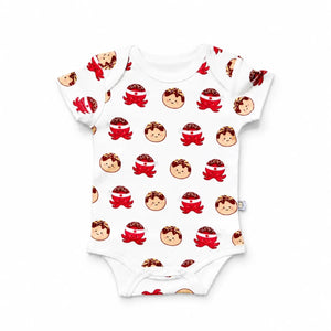 The Wee Bean Organic Cotton Short Sleeve Baby Onesie in Takoyaki 