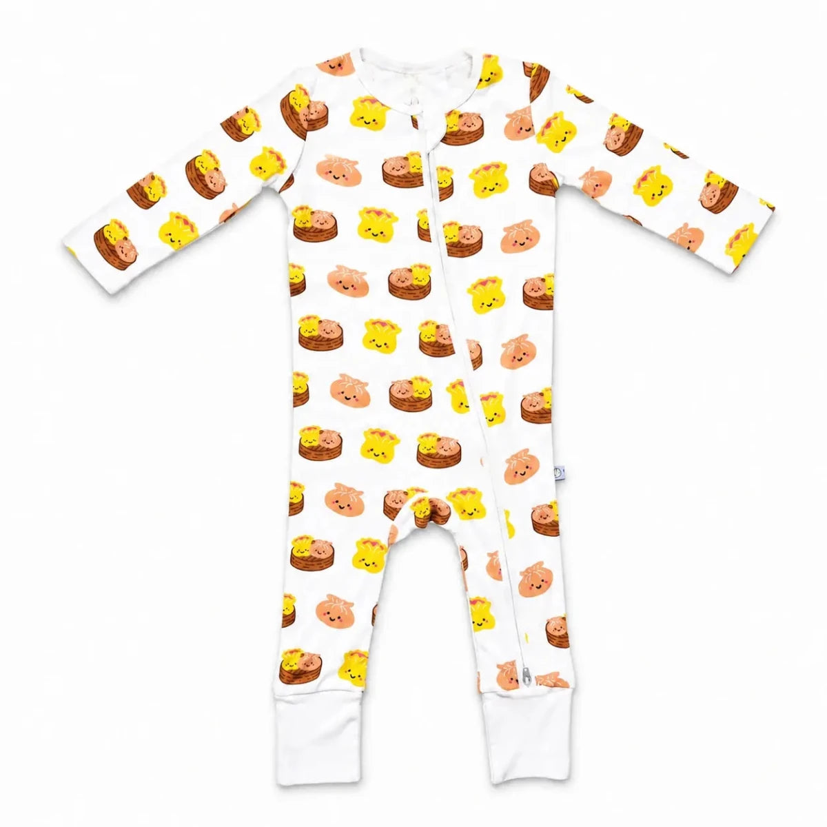 Bamboo Convertible Zip Romper - Dim Sum Bamboo Sleepwear with foldable footies