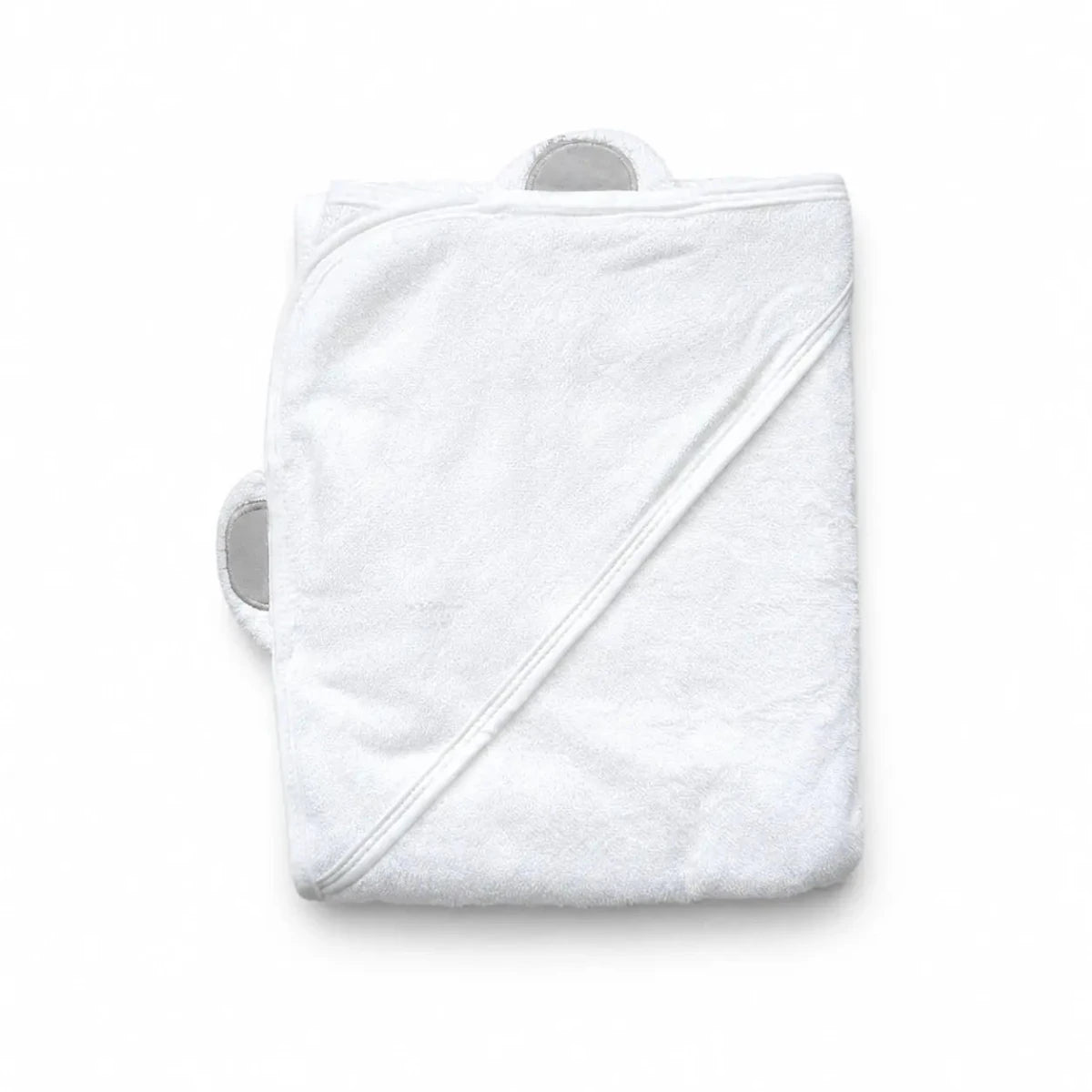 the wee bean organic bamboo hooded towel in bear hood grey ears