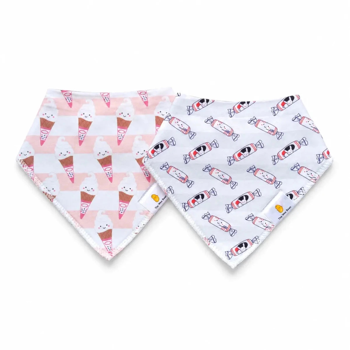 Two bandana bibs with Rabbit Candy and Ice Cream