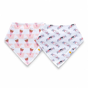Two bandana bibs with Rabbit Candy and Ice Cream