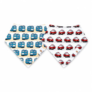 Two bandana patterns with hong kong taxi and tram on white background