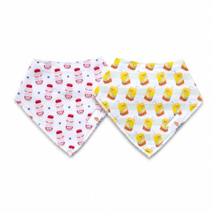 Two bandana bibs with Yakult and Vita Lemon Tea