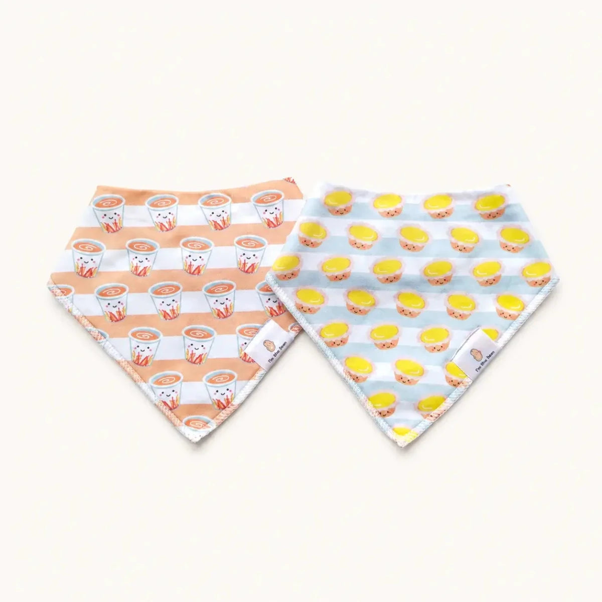 the wee bean organic cotton bib sets in milk tea and egg tart hong kong