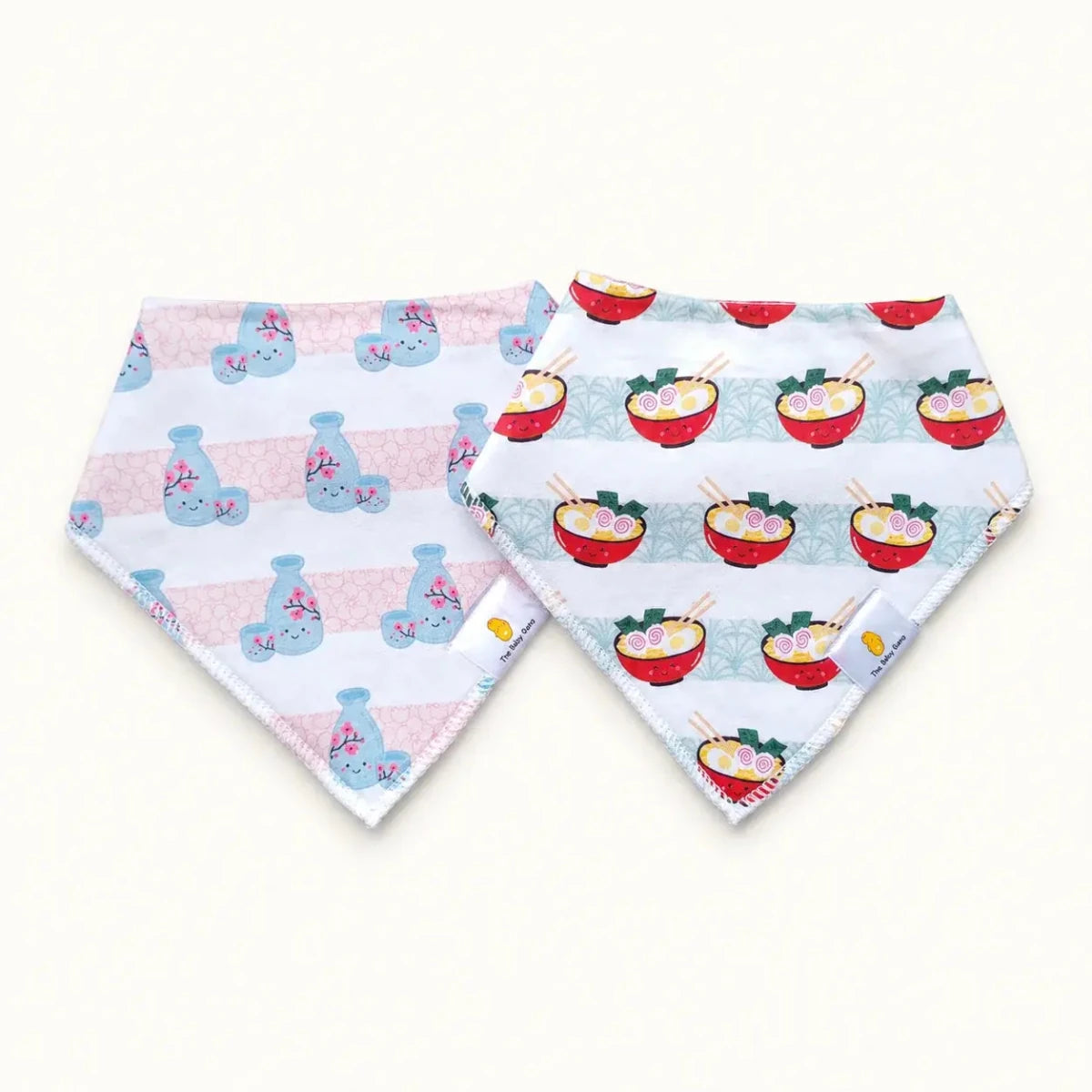 the wee bean organic cotton bib sets in ramen and sake